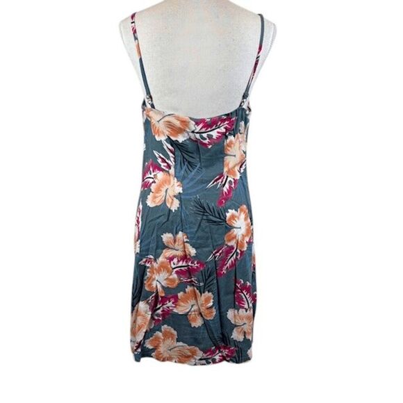 ROXY Sweet About Me Tropical Print Blue Sundress Button Front Size Medium - Picture 5 of 13
